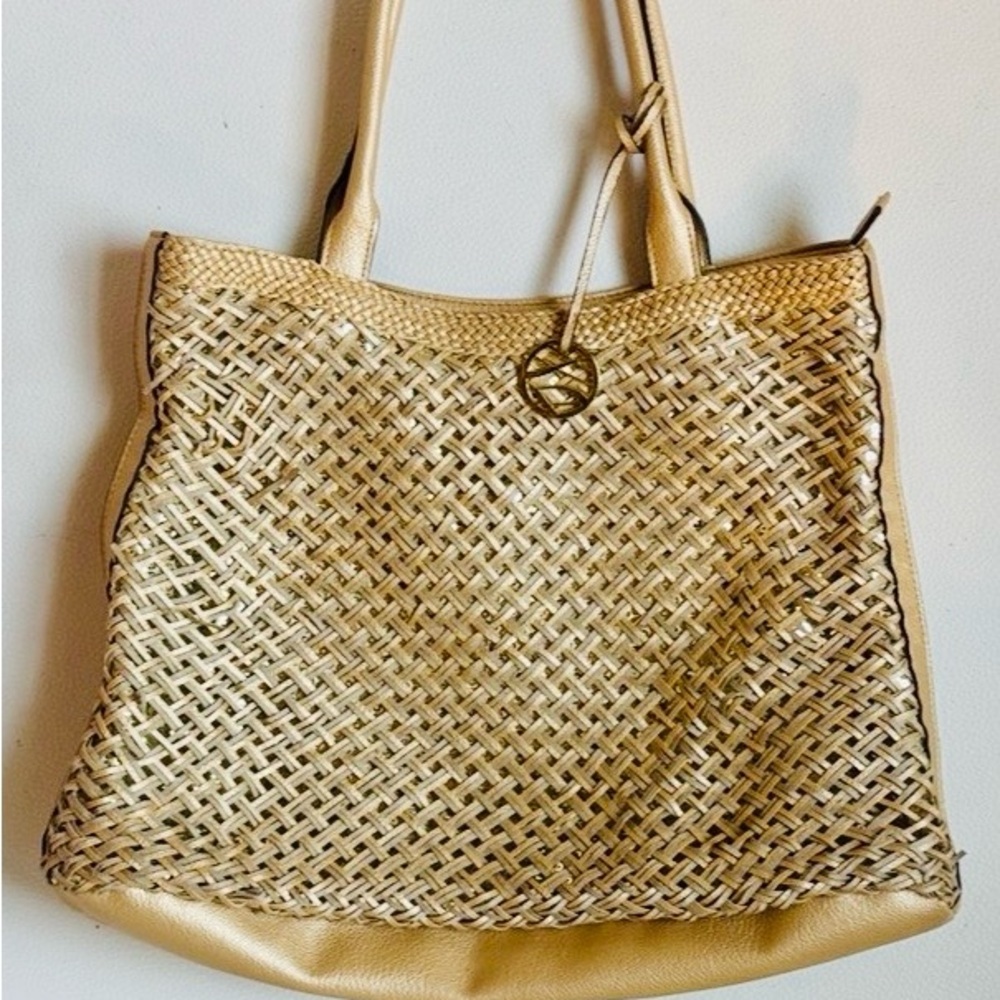 Style & Co. Gold Woven Tote Bag